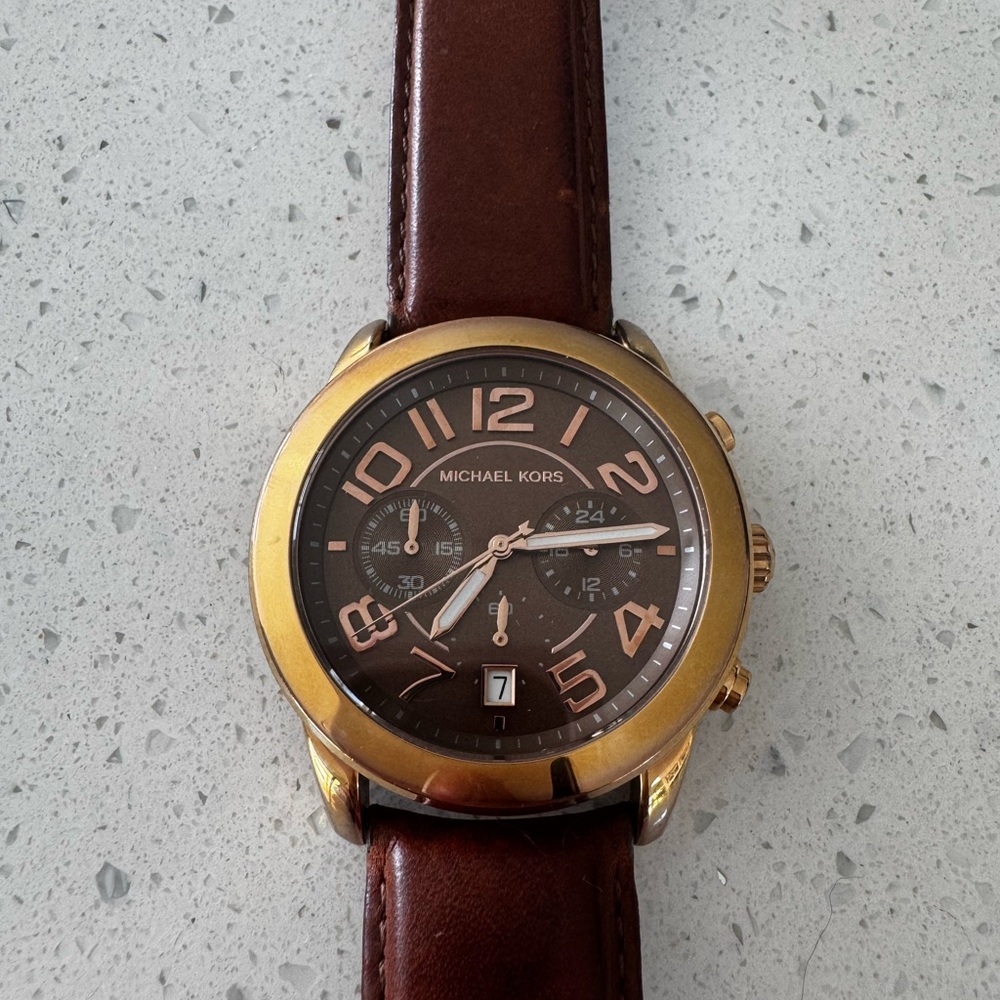 Michael Kors Gold and Brown Chronograph Watch